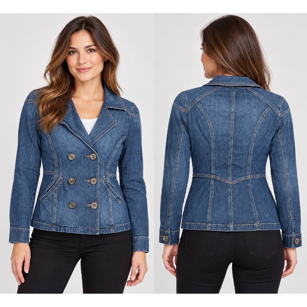 Cabi Jeans Denim Jacket Women's XS Double Breasted Tailored Y2K